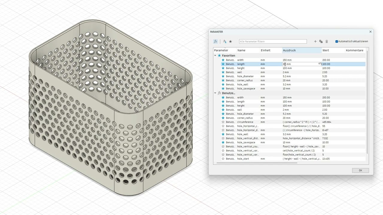 Autodesk Fusion 360 - Organizer Box (Fully Parameterized) - YouTube