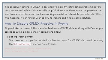 How to Disable CPLEX Presolve in Pyomo