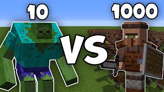 10 Mutant Zombies Vs 1000 Guard Villagerminecraft|