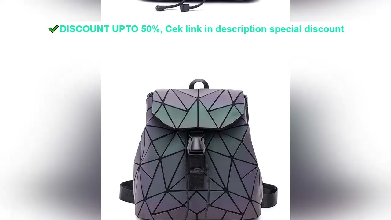 Ladies' Geometric Diamond Backpack Women Mini Luminous Backpack Student Schoolbag Fashionable Irides