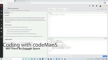 Codewars 8 kyu Will There Be Enough Space? JavaScript