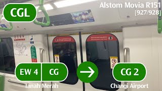 Alstom Movia R151 [927\/928] (EW4\/CG Tanah Merah → CG2 Changi Airport)