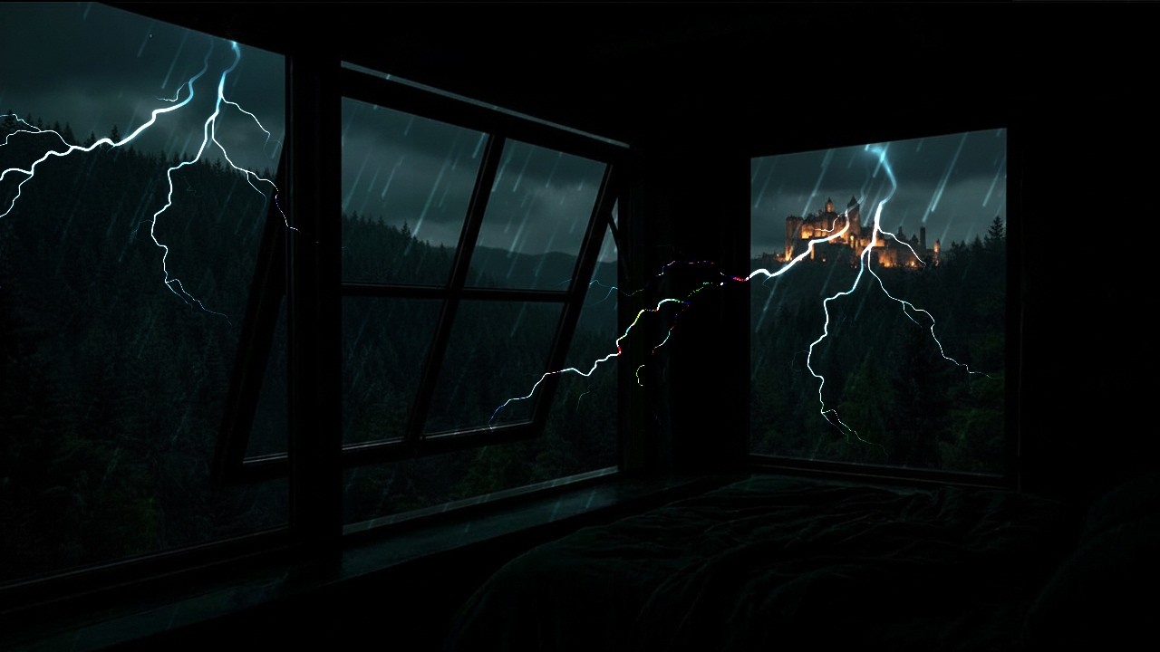 Heavy Night Rain Beyond the Window 🌧  Deep Sleep ASMR Rain & Thunder Sounds