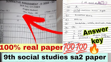 🔥Answer key 9th social studies sa2 question paper key🔥class 9th social studies sa2 key paper 2023