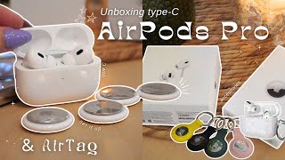 USB-C AirPods Pro 2 & AirTags unboxing 🎧✨ accessories, aesthetic, ASMR