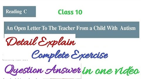 An Open  Letter to The Teacher from A Child Of Autism