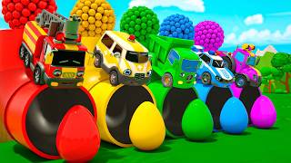 Fast version of Wheels On the Bus song - Smash Eggs & Learn Colors - Baby Nursery Rhymes Kids Songs