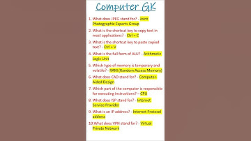 Computer Awareness One-liners #computer #computerknowledge #computerawareness #competitiveexams