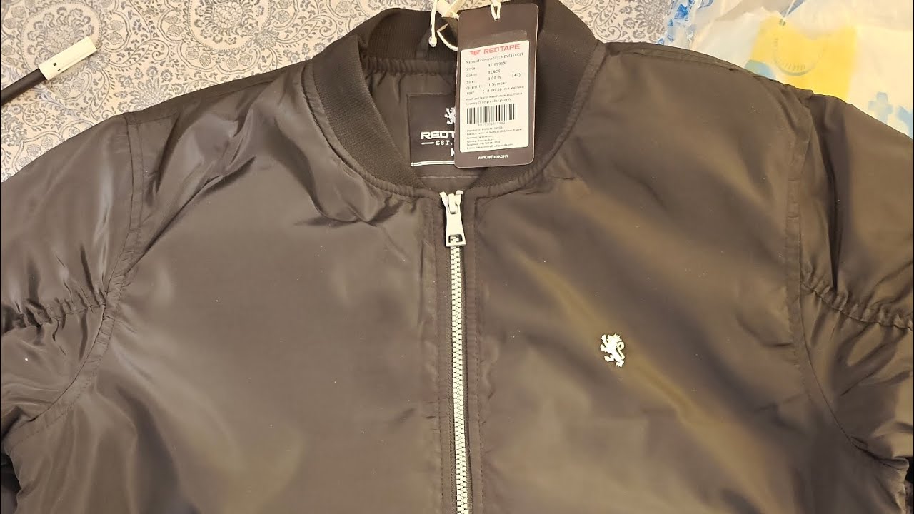 Red tape solid black bomber jacket (Review)