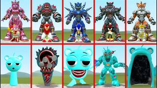 NEW SIZE COMPARISON ALL SONIC TRANSFORMERS VS ALL BLUE SKY SPRUNKI PHASE 1-10 in Garry's Mod!