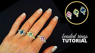 10 minutes beaded ring. DIY 3 rings with 1 pattern
