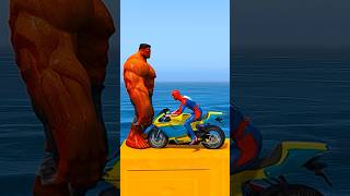 Insane Spider-man Ragdolls in GTA 5 | SPIDERMAN  Motorcycle on Rainbow Spiral Bridge Stunt Ride game