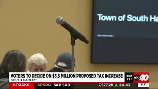 South Hadley voters to decide on tax increase again
Voters in South Hadley head to the polls soon to decide on a proposed tax increase in the form of a $3.5 million override.
For more Local News from WGGB: https://www.westernmassnews.com/
For more YouTube Content: https://www.youtube.com/channel/UC5IEJQ2WAfueEyjnG3JYNtQ South Hadley voters to decide on tax increase again