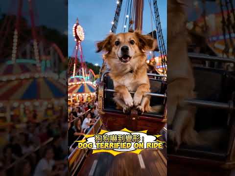 狗狗坐海盜船嚇壞了🐶 Dog Terrified on Pirate Ship Ride 海賊船でビビるワンコ해적선에서 공포에 질린 강아지#shorts