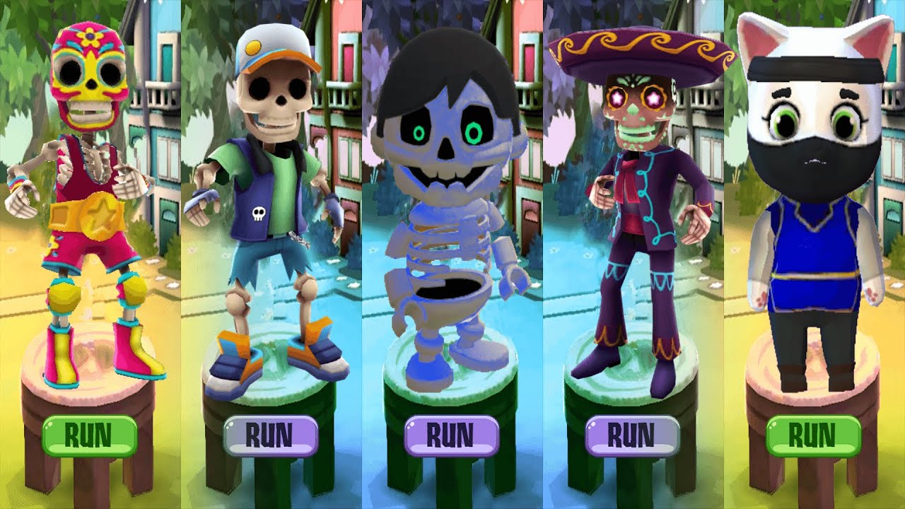 Tag with Ryan Halloween Characters - Skele Ryan vs Manny vs Cat Ninja Run GamePlay Mobile