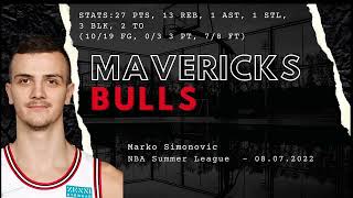 Marko Simonovic vs Dallas Mavericks | NBA Summer League | 27 PTS 13 REB 3 BLK