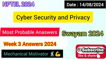 Cyber Security and Privacy | WEEK 3 Quiz | Assignment 3 Solution | NPTEL | SWAYAM 2024