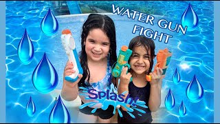 WATER GUN FIGHT!!!! We can't use the pool so......let's play with water guns!!