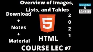 HTML Tutorial for Beginners: HTML Crash Course [2021]||My Video1 Overview of Images, Lists LEC #7