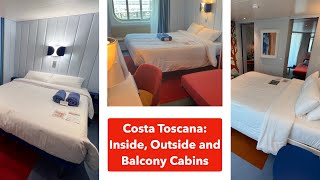 Costa Toscana - Full Cabin tours: Inside, Outside and Balcony Cabins