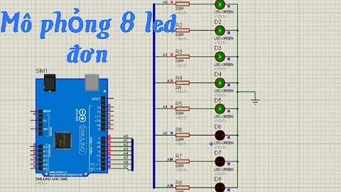 Code Arduino R3 điều khiển 8 led đơn sáng dồn từ trái sang phải và mô phỏng trên professional sisi 7