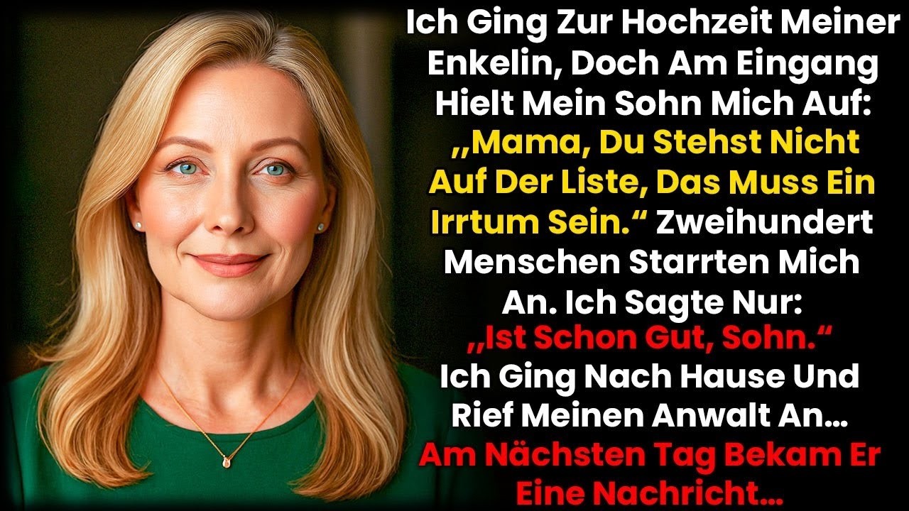 Auf der Hochzeit meiner Enkelin hielt mich mein Sohn auf: „Du stehst nicht auf der Gästeliste!“