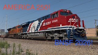 America 250 Unit BNSF 2026 leads Z-PTLCHC in Fridley MN - BNSF Staples Sub