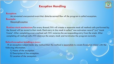 Lesson - 1 : Exception Handling - Intro && Runtime stack mechanism && Default exception handling