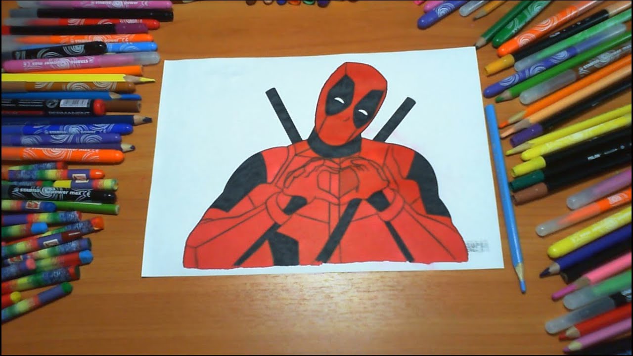 Deadpool Coloring Pages Kids Colors Superheroes Colored Markers Felt Pens