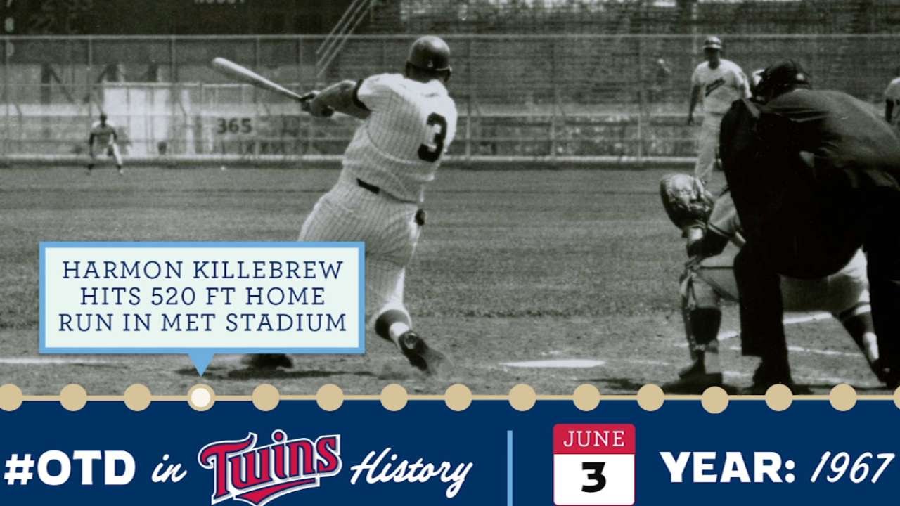 June 3, 1967, Killebrew hits a 520-foot homer 