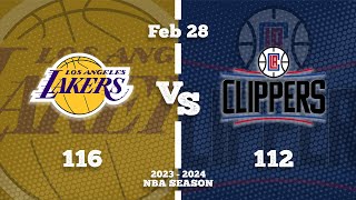 LA Lakers vs LA Clippers 🏀 Highlights 🏀 Feb 28, 2024 NBA Regular Season