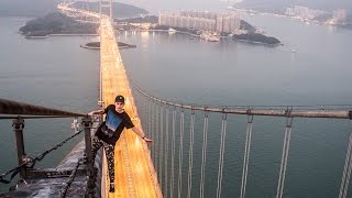 climbing a government bridge...