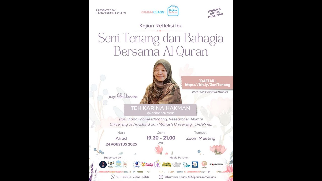 Kajian Refleksi Ibu   Seni Tenang Bersama Al Quran  Teh Karina Hakman