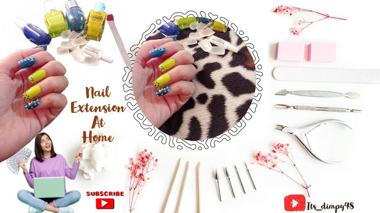 Nail extension idea in easy steps ghar par kaise kare fake nails💅🏻