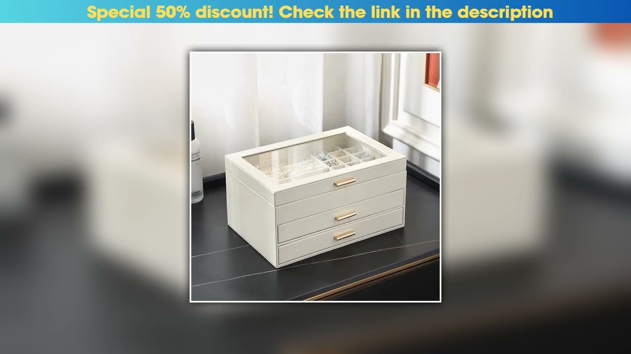 Hot Picks 3-Layer Rack Jewelry Box,PU Leather Jewelry Organizer,Women Jewelry Boxes with 2 Drawers•