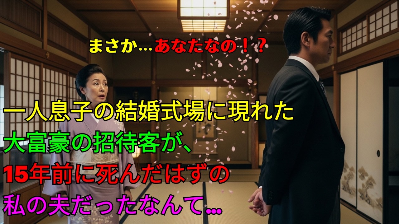 一人息子の結婚式場に現れた大富豪の招待客が、15年前に死んだはずの私の夫だったなんて…