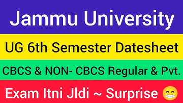 Jammu University UG 6th Semester Datesheet Out