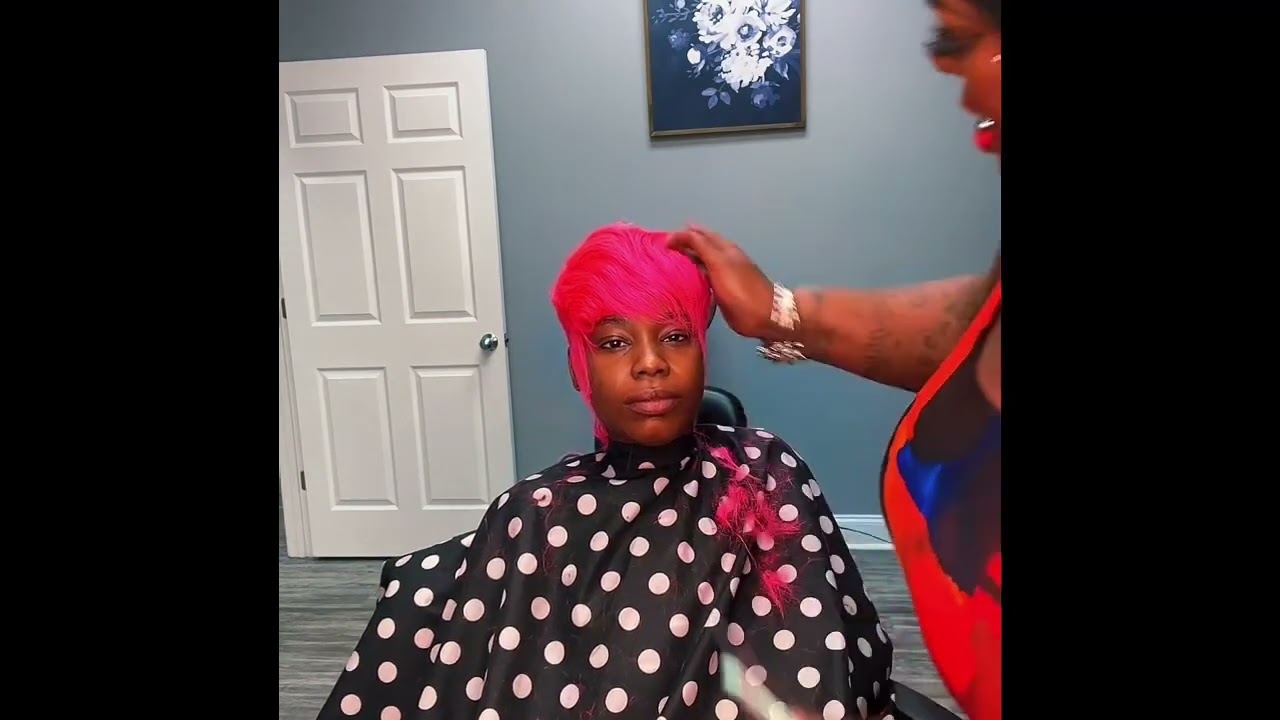 Pink Pixie Cut Protective Quickweave using 2 Packs of 28 Piecd
