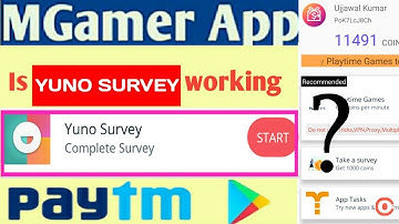 mGamer App -Is YUNO SURVEY working ?  | mGamer | Free Paytm,Google play redeem code