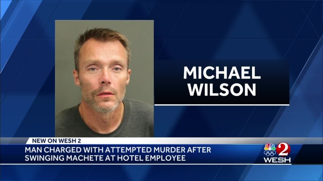 Man charged with attempted murder after swinging machete at hotel ...