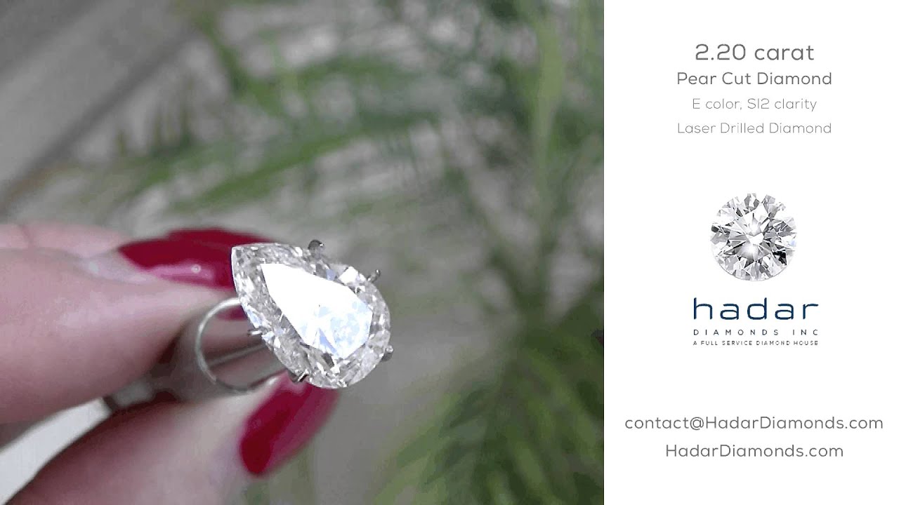 Valentine's Day Diamond Sale 2016! 2.20 ct Pear Cut Laser Drilled