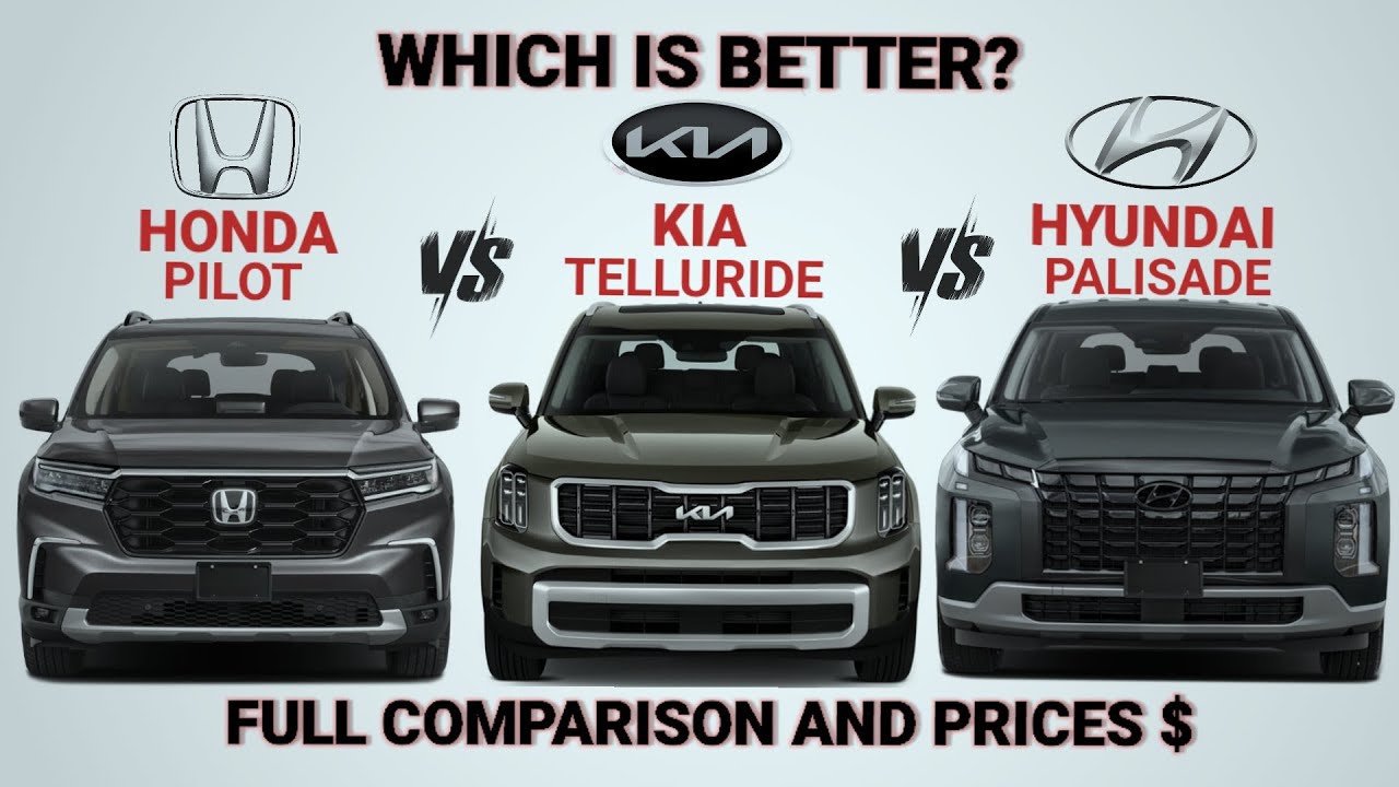 2024 Honda Pilot vs 2024 Kia Telluride vs 2024 Hyundai Palisade Which is better? YouTube
