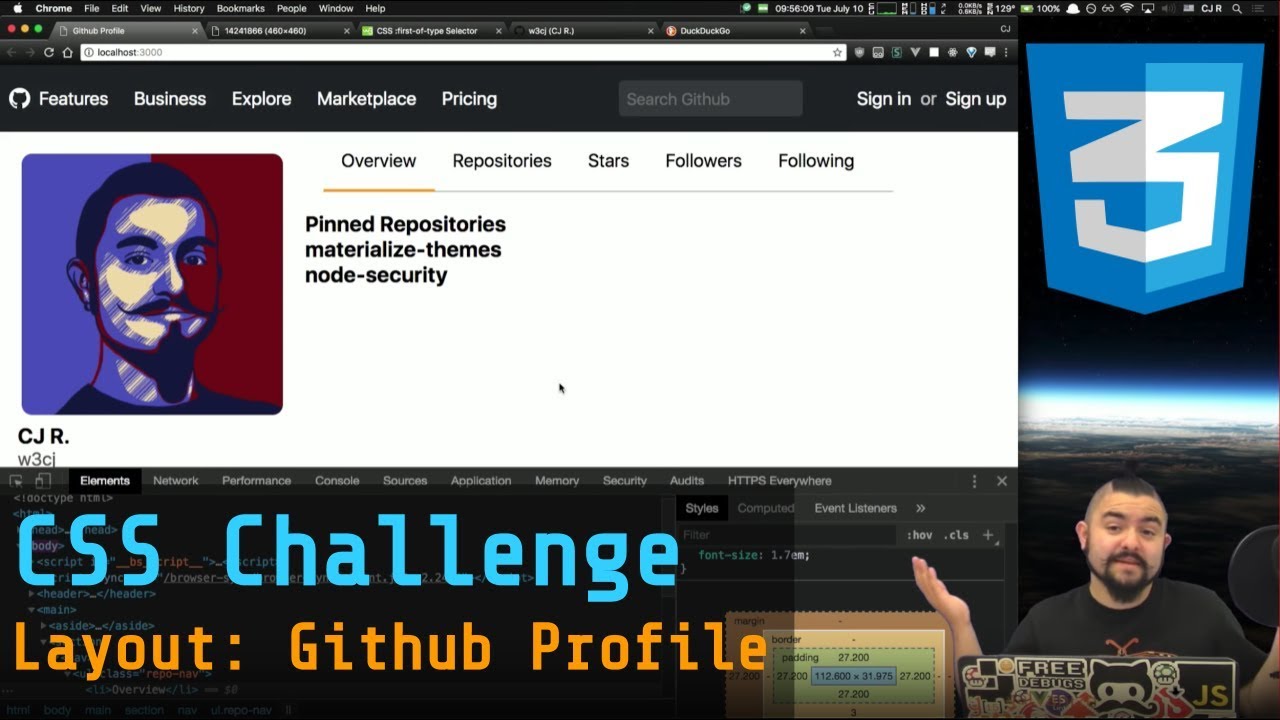 CSS Challenge - Layout - Re-create the github profile page - YouTube
