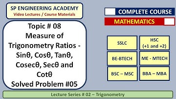 08 Measure of Trigonometry Ratios   Sinθ, Cosθ, Tanθ, Cosecθ, Secθ and Cotθ    Solved Problem #05