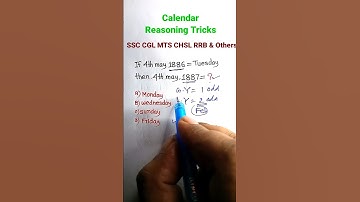 Calendar | Calendar Shortcuts Tricks | Reasoning Classes | for SSC CGL MTS CHSL CRPF GD|#shorts