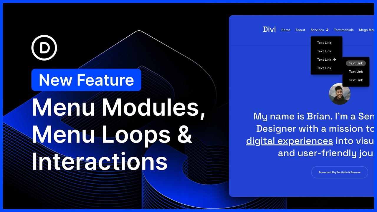 Новые модули меню, зацикливание меню и интерактивные элементы.