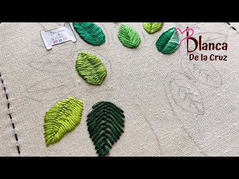 Bordar hojas con punto rumano y hoja con punto festón