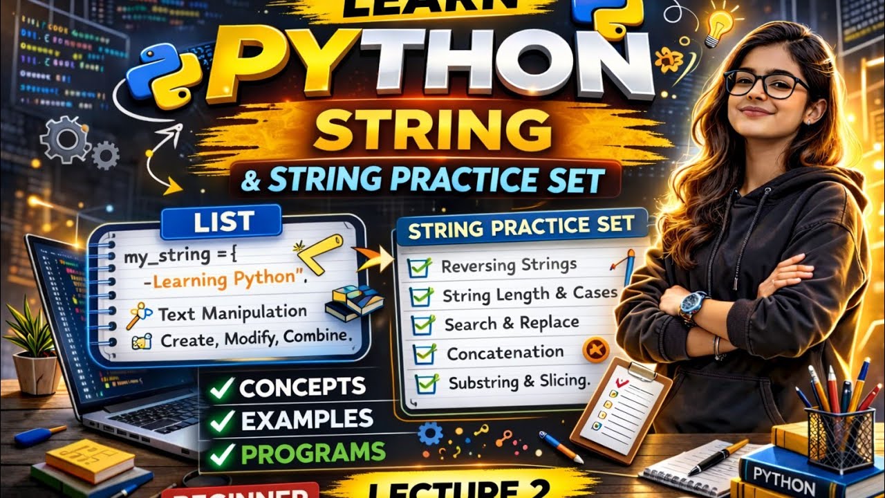 Lecture 2- Strings and methods of strings with practice set|| Python ...