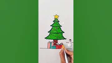 Simple Christmas Tree Drawing 🎄 | Easy Step-by-Step. |  DIY Tree Drawing #Christmas #Shorts