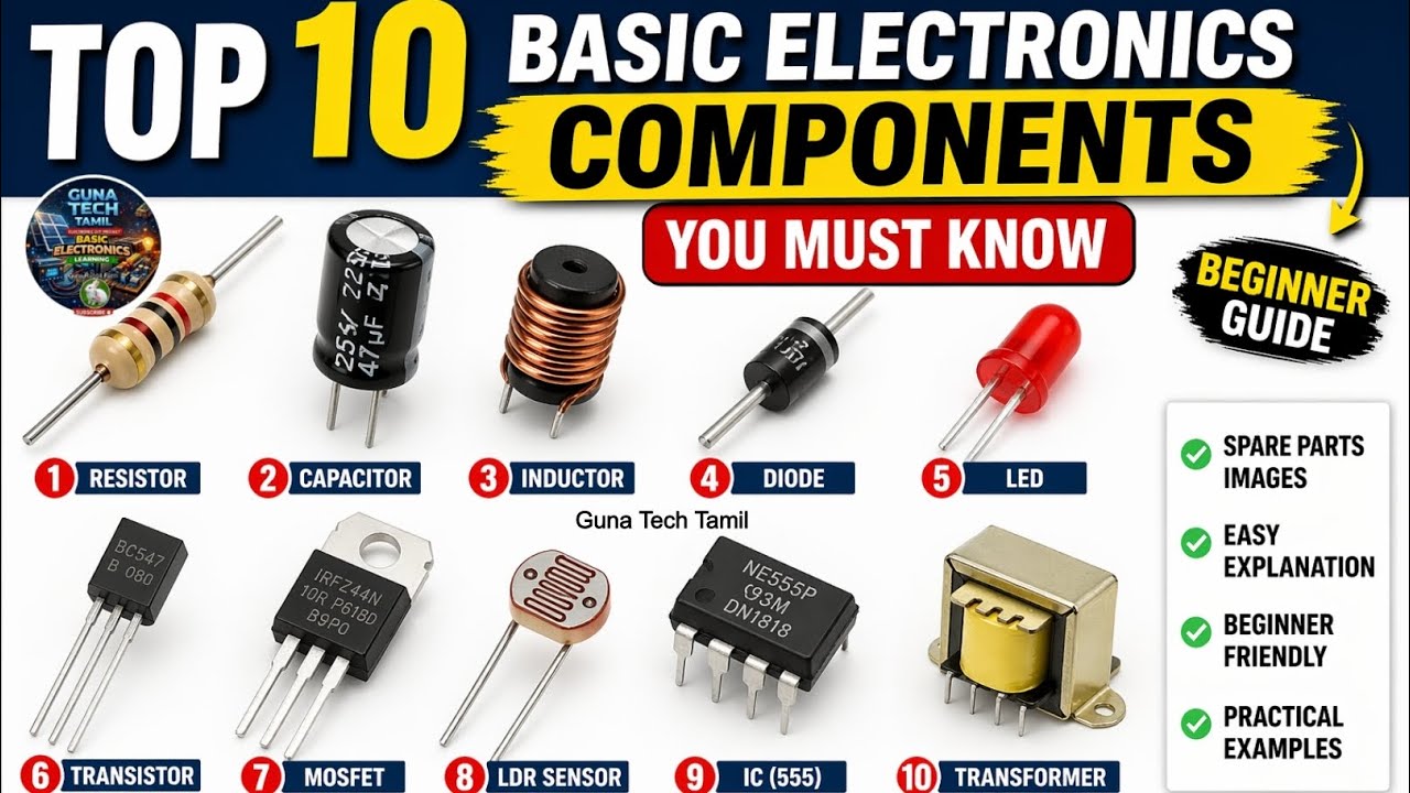 Basic Electronics Learn – Beginner Guide @GunaTechTamil - YouTube